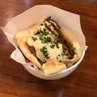 Hummus falafel sandwich  at Falafel Bar in Budapest