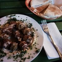 Hummusplate with falafel at Falafel Bar in Budapest