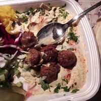 Falafel & salad plate contains 6 falafel, 2 pita at Falafel Bar in Budapest