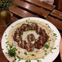 Deep hummus :P at Falafel Bar in Budapest
