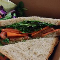 Garden Balsamic: Super Delicious, the herb cheese is vegan and pairs well with the balsamic vegetables. This and the marinated tofu are our favorite. at Savage Goods in El Paso