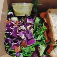 Side salad with Avocado lemon dressing: We really like this dressing. The side salad was in lieu of the kettle chips and has an up charge. You can also add vegan parmesan cheese fo at Savage Goods in El Paso