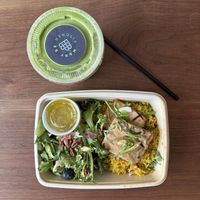 Be Square (Tofu, Turmeric Rice & Market Leafy Greens) and Greensicle Smoothie  at Mary Be Kitchen in Toronto