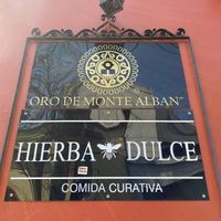 Signage at Hierba Dulce in Oaxaca