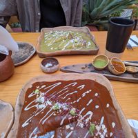 Enchiladas (green) & enfrijoladas at Hierba Dulce in Oaxaca