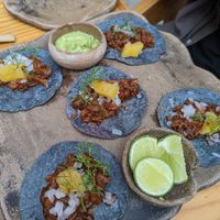 Mushroom tacos at Hierba Dulce in Oaxaca