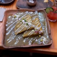 Enchilada, no pica y es muy rica. at Hierba Dulce in Oaxaca