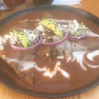 Enfrijoladas at Hierba Dulce in Oaxaca