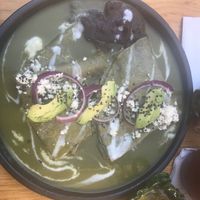 Enchiladas con salsa verde at Hierba Dulce in Oaxaca