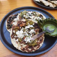 tostadas with homemade nut-cheese at Hierba Dulce in Oaxaca
