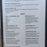 Menu at Hierba Dulce in Oaxaca