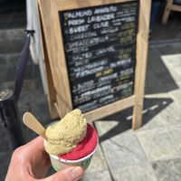 Blood orange and pistachio   at Bobboi Natural Gelato in La Jolla