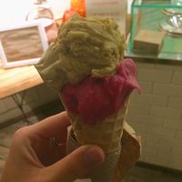 Pistachio and pomegranate from local ingredients at Bobboi Natural Gelato in La Jolla