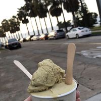 Pistachio gelato (vegan) at Bobboi Natural Gelato in La Jolla