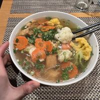 Veg pho - hand for scale   at Peak of Asia in Breckenridge
