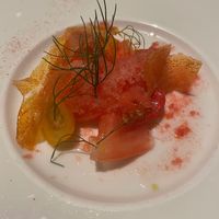 Amuse Bouche - Grapefruit and tomato granita at Cafe Des Artistes in Puerto Vallarta