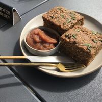 Vegan spelt and millet cornbread with apple butter at Trilogy Coffee in Kilauea