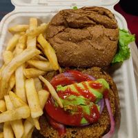 Veggie burger with fries at DFW - Twisted Root Burger - TA in Dallas
