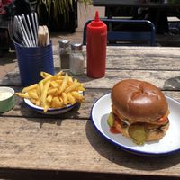 Vegan Hilary Duffalo with fries and vegan mayo  at Culture Burger Joint in Nelson