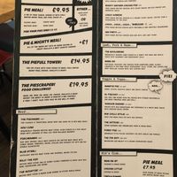 Menu at Piecaramba in Southampton