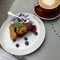 vegan cake & cappuccino  at W Filizance Cafe in Poznan