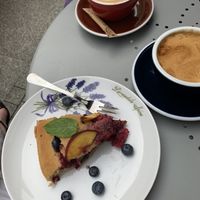 vegan coffees and dessert at W Filizance Cafe in Poznan