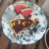 Orage and chocolate cake, vegan and gluten free at W Filizance Cafe in Poznan