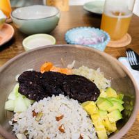 Rice bowl  at Justo Restaurant in Medellin