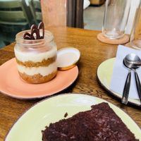 Tiramisu and brownie  at Justo Restaurant in Medellin