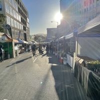 Looking down-road, from the top of the Farm Gate Market   at Farm Gate Market in Hobart