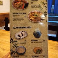 Menu at Hinode in Sao Paulo
