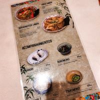 Menu at Hinode in Sao Paulo