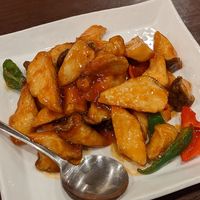 Eringi Mushroom Sweet & Sour #Veganuary at Koukien in Yokohama