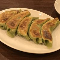 Gyoza - succulent and yummy.  Combine the 2 sauces on the table to make 'Ponzu.' at Koukien in Yokohama