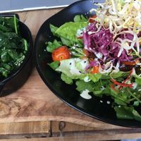 the bun-less vegan burger at Two Trees Eatery in Tibubeneng