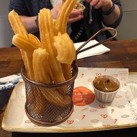 Churros and biscoff dip  at Loop & Scoop in Glasgow