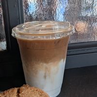 Peanut butter cookie and macadamia milk latte at The Le Labo Cafe in Brooklyn