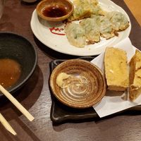 (Half eaten) - sets were so big they barely fit on the table at Chao Chao Gyoza Shijo-Kawaramachi in Kyoto