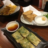 Yuba gyoza, fried tofu, potato fries  at Chao Chao Gyoza Shijo-Kawaramachi in Kyoto