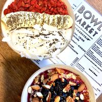 Acaí bowl and Blueberry lemon porridge  at Bowl Market in Copenhagen