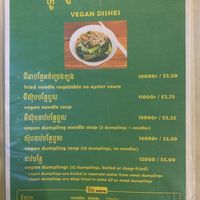 Vegan menu  at Ecran Noodles in Kampot