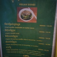 Vegan menu at Ecran Noodles in Kampot
