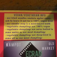 Vegan/ vegetarian info at Ecran Noodles in Kampot