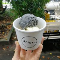 Black Sesame & Almond icecream. at Spirit in Rotterdam