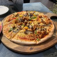 Texas BBQ pulled jackfruit vegan pizza - unique and amazing  at Hemingway's By The Bay in Outlying Islands