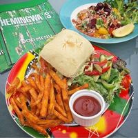 BBQ Jackfruit Burger at Hemingway's By The Bay in Outlying Islands
