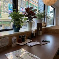 Upstairs at the bar overlooking the road at Veggie House in Chiba