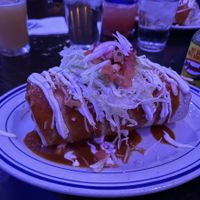 A vegan chorizo and mushroom wet burrito  at Cantina Los Caballitos in Philadelphia