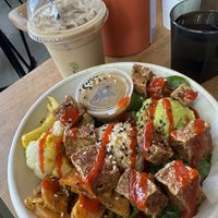 Delicious coffee and build my own bowl with crispy tofuu  at Proud Sprout in Collingwood