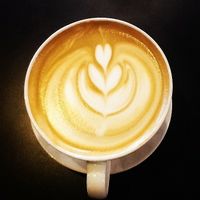 Latte art at Uncommon Grounds in Grand Rapids